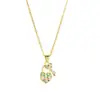 Collar Transfronterizo Chapado en Oro de 18 Quilates Estilo de Oriente Medio, Japonés y Coreano, Aretes de Corazón con Candado de Circonia de Colores de Lujo Ligero para Mujer, Joyería Duradera que No se Desvanece