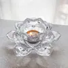 Portavelas de Cristal Transparente Estilo Chino Flor de Loto, Lámpara de Loto, Adorno Artesanal Decoración del Hogar Velas Románticas