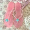 Chanclas Transparente Flip-Flop Populares con Estrella de Mar de Cristal Transfronterizas para Mujer, Pantuflas de Vacaciones, Sandalias de Playa, Chanclas de Tira, Zapatos de Gelatina
