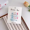 Set de 4 piezas de pinzas para el pelo BB de lentejuelas de colores que gotean aceite, pinzas lindas con estampado para flequillo, pinzas laterales para niñas