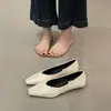 Sapatos Femininos de Cor Sólida, Estilo Minimalista, Bico Quadrado, Modelo Rasteirinha, para o Trabalho, Versáteis, Baixo Salto, Estilo Vovó