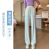 Pantalones de Pierna Ancha Transfronterizos para Mujer, de Cintura Alta, Slim, Transpirables y Holgados, Verano Delgado 2025, Pantalones Rectos Casuales de Estilo Coreano para Personas Pequeñas