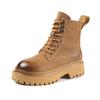Botas Personalizadas 2025 Novo Estilo Botas Martin para Mulheres, Couro de Vaca, Estilo Britânico, Solado Grosso, Petite, Retrô, Botas Curtas Versáteis