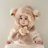 Gorro de Invierno para Bebé Zanahoria Conejo Bufanda para Cuello de Bebé Gorro de Una Pieza para Niños y Niñas Otoño e Invierno Gorro de Felpa Engrosado a Prueba de Viento