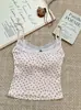 Camisola de encaje patchwork puramente deseable para mujer, estilo verano con copas en el pecho, estampado floral de rosas, estilo chica picante, top interior ajustado