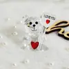 Urso Mini Fofo em Formato de Coração, Urso Flor de Trevo de Quatro Folhas, Enfeite de Cristal para o Dia dos Namorados, Decoração de Carro, Suprimento Transfronteiriço