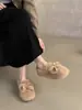 Mocasines sin cordones para mujer con forro de felpa, nuevo estilo invierno 2026, mocasines peludos con lazo para uso en exteriores, zapatos planos