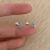 Brincos de Estrela do Mar Azul Mini em Prata Pura S999 para Mulheres, Brincos de Estrela Estudantis Frescos e Fofos Estilo Ins, Adequados para Piercing
