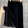 Pantalones de Tela de Terciopelo de Pierna Ancha para Mujer con Cordón, Nuevos Pantalones Rectos Sueltos de Cintura Alta para Primavera, Otoño e Invierno