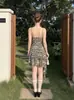 Vestido de tirantes de verano floral retro de nuevo estilo transfronterizo con dobladillo irregular de estilo pastoral
