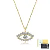 Collar para clavícula de plata S925 con ojo de diablo y moissanita, con piedra principal y full incrustación de zirconia cúbica, alto brillo, accesorio de lujo ligero para mujer