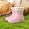 Sapatos de chuva com forro de lã da moda transfronteiriça, tubo curto feminino, cinto de vento fofo para estudantes, sapatos quentes de água, sapatos de borracha à prova d'água para mulheres