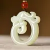 Pendente Natural de Jade Verde do Lago Xinjiang Dragão Pingente de Jade Afegão Oco Dragão Antigo Pingente de Parede de Jade Colar