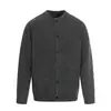 11Kn Suéter Retro de Cuello Redondo de Punto Grueso Unisex Estilo Casual Holgado Chaqueta Cardigan de Punto Sencilla de Color Sólido con Botones
