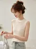 Colete de tricô sem mangas estilo coreano para mulheres, novo top feminino, justo ao corpo, gola semi-alta, top de tricô liso para mulheres