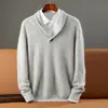 Nuevo suéter de visón y cachemira para hombre con cuello en V para otoño e invierno, jersey casual de negocios, camisa base de punto de cachemira de color liso engrosada
