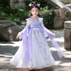 2026 Vestido Hanfu Estilo Chinês para Meninas Primavera e Outono Manga Longa Novo Modelo Vestido Traje Tang para Meninas Fantasia Antiga Infantil Vestido Super Fada
