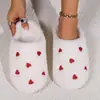 Pantuflas Peludas de Suela Blanda con Forma de Corazón y Punta Cerrada para Mujer, de Comercio Exterior, para Otoño e Invierno, Antideslizantes para Exteriores, Gruesas para Interiores, Zapatos de Casa Esponjosos