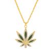 Collar de hoja de arce con diamantes transfronterizos, colgante de hoja lila pequeña, estilo punk hip-hop, con viento frío