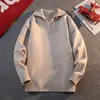 Suéter de estilo Old Money con cuello acanalado, Jersey cálido de punto de color liso de ajuste holgado para Otoño/Invierno, Camisa básica para hombre de exportación japonesa y coreana