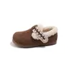 Sapatos Birkenstock com Forro de Lã para Meninas Outono e Inverno 2025 Novo Estilo Coreano Sapatos Quentes de Princesa Solado Macio Sapatos de Algodão Espessados para Bebês