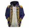 Sudadera con capucha y estampado digital 3D de uniforme militar europeo y americano transfronterizo, abrigo de cosplay