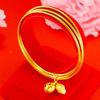 Pulsera de Oro Imitación 24k Espiral de Loto Tres Vidas III Celebridad de Internet Tienda de Oro Antigua Mismo Estilo Pulsera de Acero