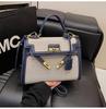 Bolso Kelly Portátil de Alta Calidad con Contraste de Texturas y Costuras de Color para Mujer, Nuevo Bolso de Hombro Cruzado Casual Retro Transfronterizo