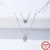 Colar de Prata Esterlina S925 Olho de Diabo Mão de Fátima Camada Dupla para Mulheres, Corrente de Clavícula Estilo Boêmio de Luxo Leve Europeu e Americano