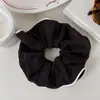Scrunchie Color Block Estilo Coreano com Textura Suave de Algodão e Linho, Elástico de Cabelo para Coque Feminino, Acessório de Cabelo Estilo Ins