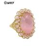 R459 Anillo Enrollado Simple de Ojo de Gato Rosa Hecho a Mano de Alta Calidad Anillo de Piedra con Garras de Color Irregular para Mujeres
