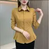 Camisa de Solapa Personalizada Estilo Nuevo de Primavera Talla M Ceñidor de Cintura Adelgazante Ropa para Madres Elegante Temperamento Adelgazante Versátil Manga Larga