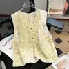 Camisole Verde Menta Decote V para Mulheres, Roupa de Exterior para o Verão de 2026, Tamanho Grande, Estilo Fino, Top Colete Sem Mangas em Camadas