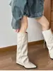 Botas de punta fina para mujer, nuevo estilo popular de otoño, botas holgadas, muy bonitas, botas para pierna de pantalón, de circunferencia grande, botas largas, botas de montar para pierna gruesa