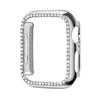 Adecuado para Caja de Reloj Apple S12 Incrustada con Diamantes, Caja de Reloj iWatch de PC con Fila Única Incrustada con Diamantes, Caja Protectora Integrada de PC + Película Templada