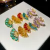 Brincos Pendentes Florais de Pedra Preciosa Vermelho Vinho, Brincos Elegantes Estilo Palácio, Brincos de Luxo Leve de Alta Qualidade para Mulheres