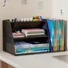 Organizador de arquivos para escritório, porta-canetas de mesa, caixa de armazenamento, estante