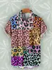 2026 Cruz Amazon Verano Nuevo Estilo Cuello Solapa Color Estampado Leopardo Botón Manga Corta Camisa Tendencia de Moda Camisa Hombres