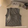 Chaleco sin mangas con cuello cuadrado en la espalda de seda de hielo de color sólido con almohadilla para el pecho, camiseta sexy de corte corto para chica sexy de nicho femenino