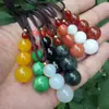 Vários Tipos de Pingentes de Feijão das Quatro Estações com Contas Redondas, Pingentes de Jade Verde Hetian, Jade com Fio de Ouro, Jade Verde Seco, Ágata, Jaspe, Calcedônia, Pingentes de Jade Vermelho do Sul