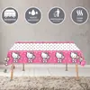 Decoraciones para Fiesta de Gatos Kt Transfronterizas Pancarta de Cumpleaños Infantil Adorno para Pastel Globo Mantel de Mesa Set Espiral Montaje de Fiesta