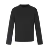 Camiseta básica canelada de manga longa lisa para homens, novo estilo de verão, versátil e essencial, top casual solto para mulheres