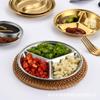 Acero Inoxidable 304 Redondo Estilo Coreano Plato para Saltear Barbacoa Plato para Salsa Creativo para Niños Dim Sum Plato Dorado para Snacks