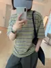 Camiseta Listrada de Manga Curta Feminina Verão 2026 Nova Moda Roupa Feminina Solta Casual Top T-shirt Dongdaemun H041706