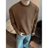 Camiseta de manga longa com padrão de escamas de dragão estilo americano para homens, tendência de outono estilo old money, moletom de malha desconstruído com gola redonda