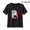 Camiseta de manga corta con cuello en V y estampado de anime de motosierra de verano con capucha de anime transfronteriza