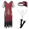Popular Vestido de Noche Retro con Lentejuelas Gatsby 1920s Europeo y Americano Vestido de Graduación Cuello en V Borla Transfronterizo