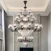 Sala de Estar Duplex Villa Estilo Americano Araña de Cristal Lámpara Colgante Elegante Retro Negra Lámpara de Piso Intermedio Fábrica de Zhongshan
