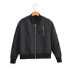 Venta al por mayor transfronteriza de chaqueta de algodón nueva moda estilo europeo y americano, elegante, con dobladillo acanalado, cuello alto y cremallera para mujer