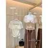 Como Blusa de Malla Patchwork Informal de Verano para Mujer Estilo Francés Adelgazante de Cintura con Volantes 28615